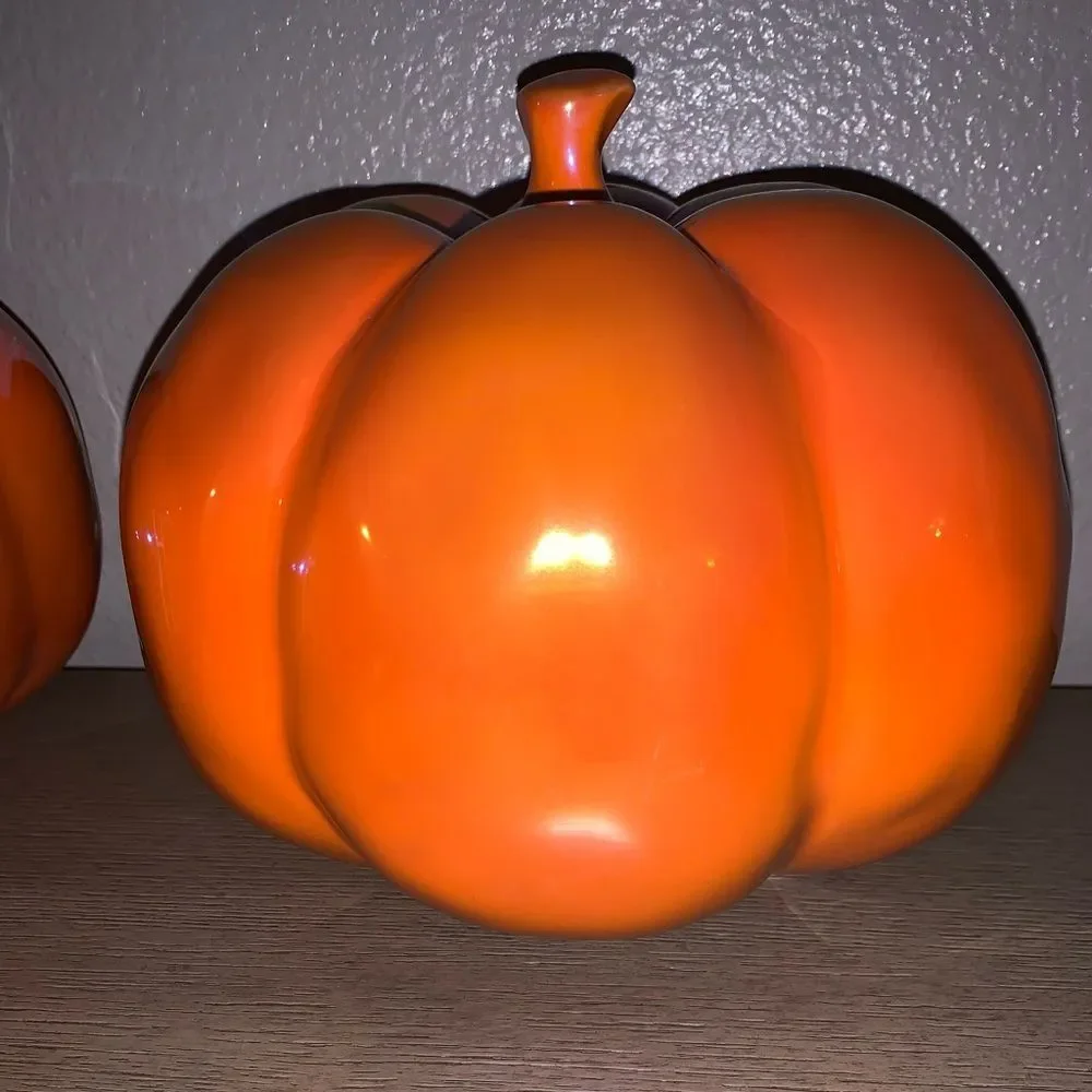 Rae Dunn Two Orange Iridescent Pumpkins